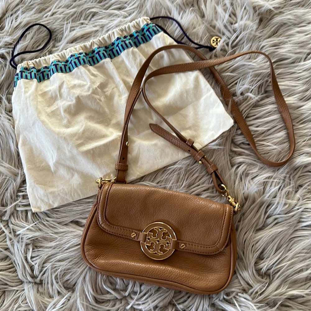 Tory Burch brown leather cross body bag